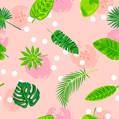 Jungle leaves seamless pattern. Vector illustration.