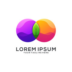leaf circle logo design vector abstract