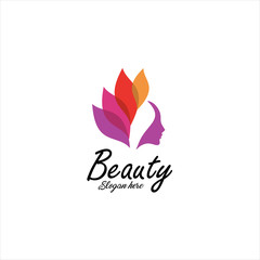 Woman's face in flower leaves. Abstract design concept for beauty salon, massage, cosmetic and spa. Vector female logo design template.