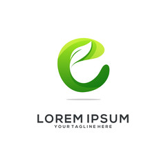 Obraz premium e leaf logo design vector abstract