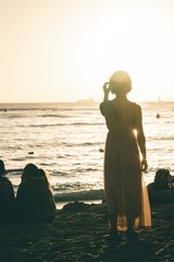 father and son on beach