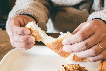 hands kneading dough