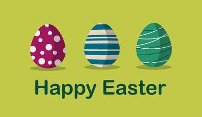 Happy Easter three coloured eggs