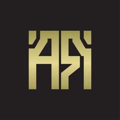 AR Logo with squere shape design template with gold colors