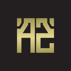 AZ Logo with squere shape design template with gold colors