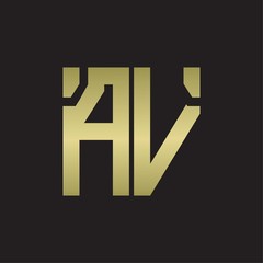 AV Logo with squere shape design template with gold colors