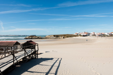 Fototapeta na wymiar empty beach scene Baleal Island near Peniche, Silver Coast Portugal