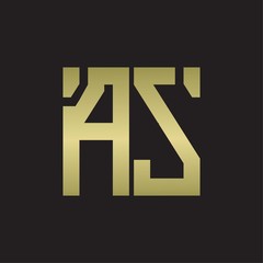 AS Logo with squere shape design template with gold colors