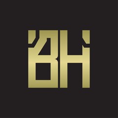 BH Logo with squere shape design template with gold colors