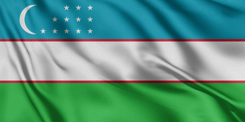 Waving color flag. Silk texure. 3d illustration.