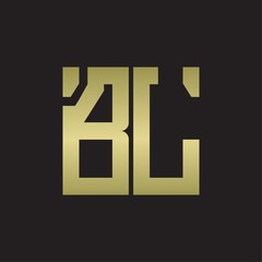 BL Logo with squere shape design template with gold colors