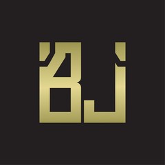BJ Logo with squere shape design template with gold colors