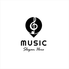 Obraz premium pin map location song note music creative logo design