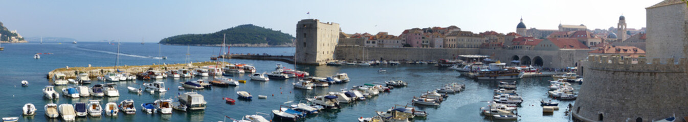 Fototapeta na wymiar Panoramic view of the old city of Dubrovnik, Ragusa, Dalmatian Coast, Croatia. UNESCO world heritages sites.