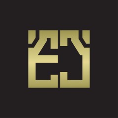 Obraz premium EC Logo with squere shape design template with gold colors