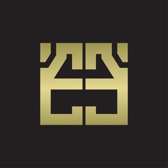 EE Logo with squere shape design template with gold colors