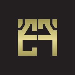 EF Logo with squere shape design template with gold colors
