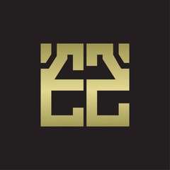 EZ Logo with squere shape design template with gold colors