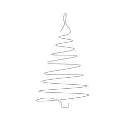 Christmas tree line drawing vector illustration