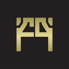 FP Logo with squere shape design template with gold colors