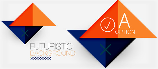 Abstract background, geometric business multicolored paper infographic - triangle frames for text, icons or graphics on light background with copyspace. Vector Illustration For Wallpaper, Banner