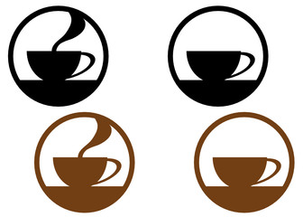 A set of simply coffee cup with and without steam.