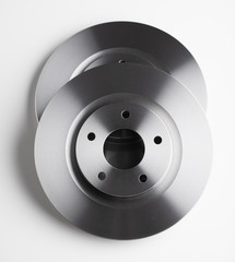 car brake discs on white background