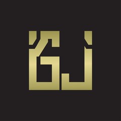 GJ Logo with squere shape design template with gold colors