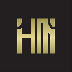 HM Logo with squere shape design template with gold colors