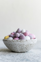 Easter composition with chocolate eggs