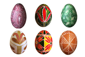 Easter egg isolated on a white background. Clipping path included set of isolated easter eggs with different patterns