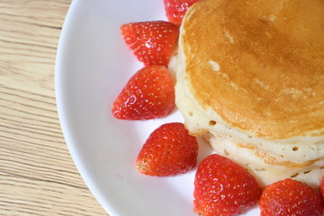 pancake and strawberry fruit sweet dessert homemade food