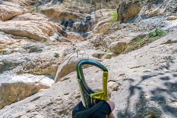 Climbing the via ferrata in Bregenz