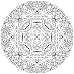Hand drawn zentangle circular ornament for coloring page.