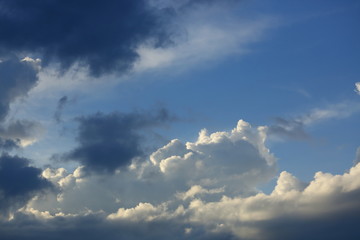Fototapeta na wymiar sunlight through cloud on dramatic sky background
