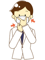 Person pasting the mask