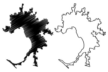 Melbourne City, Victoria (Commonwealth of Australia, Australia city) map vector illustration, scribble sketch City of Melbourne map
