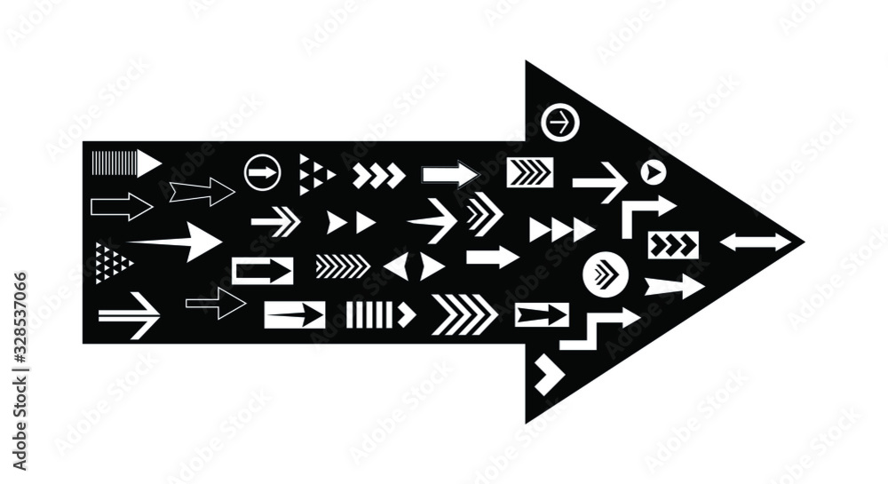 Poster arrows black set icons vector set collections. arrow cursor modern simple illustration