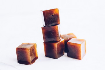Ice cubes made with coffee