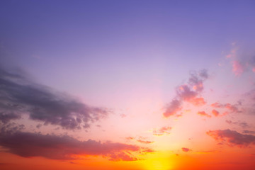 Dramatic colorful sunrise sky Twilight time cloudscape.
