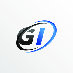 Obraz premium Initial Letters GI Logo with Circle Swoosh Element