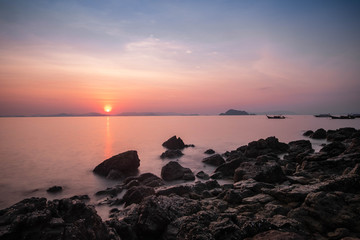 Long exposure of sea and rocks at Koh yao yai,Phang nga,Thailand