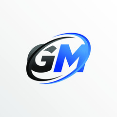 Initial Letters GM Logo with Circle Swoosh Element