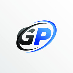 Initial Letters GP Logo with Circle Swoosh Element