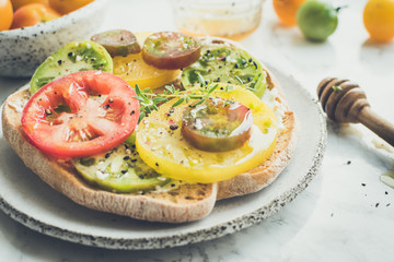 Italian appetizer Friselle with tomatoes