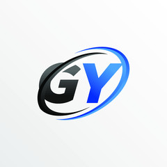 Initial Letters GY Logo with Circle Swoosh Element