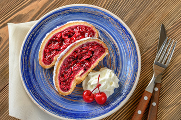 Slices of cherry strudel