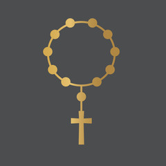 golden rosary icon- vector illustration - obrazy, fototapety, plakaty