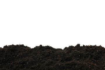 Fertile soil isolated on white background. Agriculture and gardening