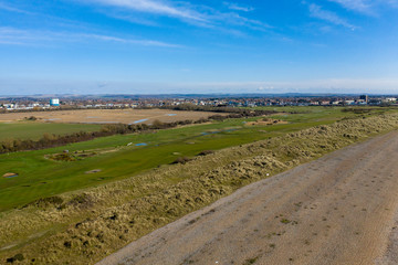 Aerial View of West Beach with the beautiful links Littlehampton Golf Course.
